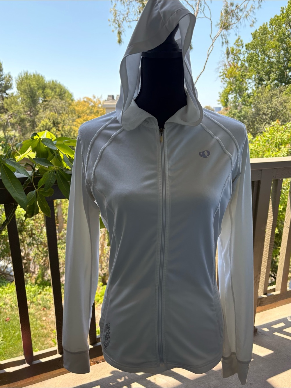Pearl Izumi White Full-Zip Hooded Performance Jacket size Medium